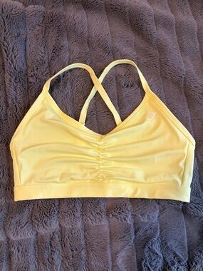 Light neon Yellow Ruched Strappy Bralette sports bra